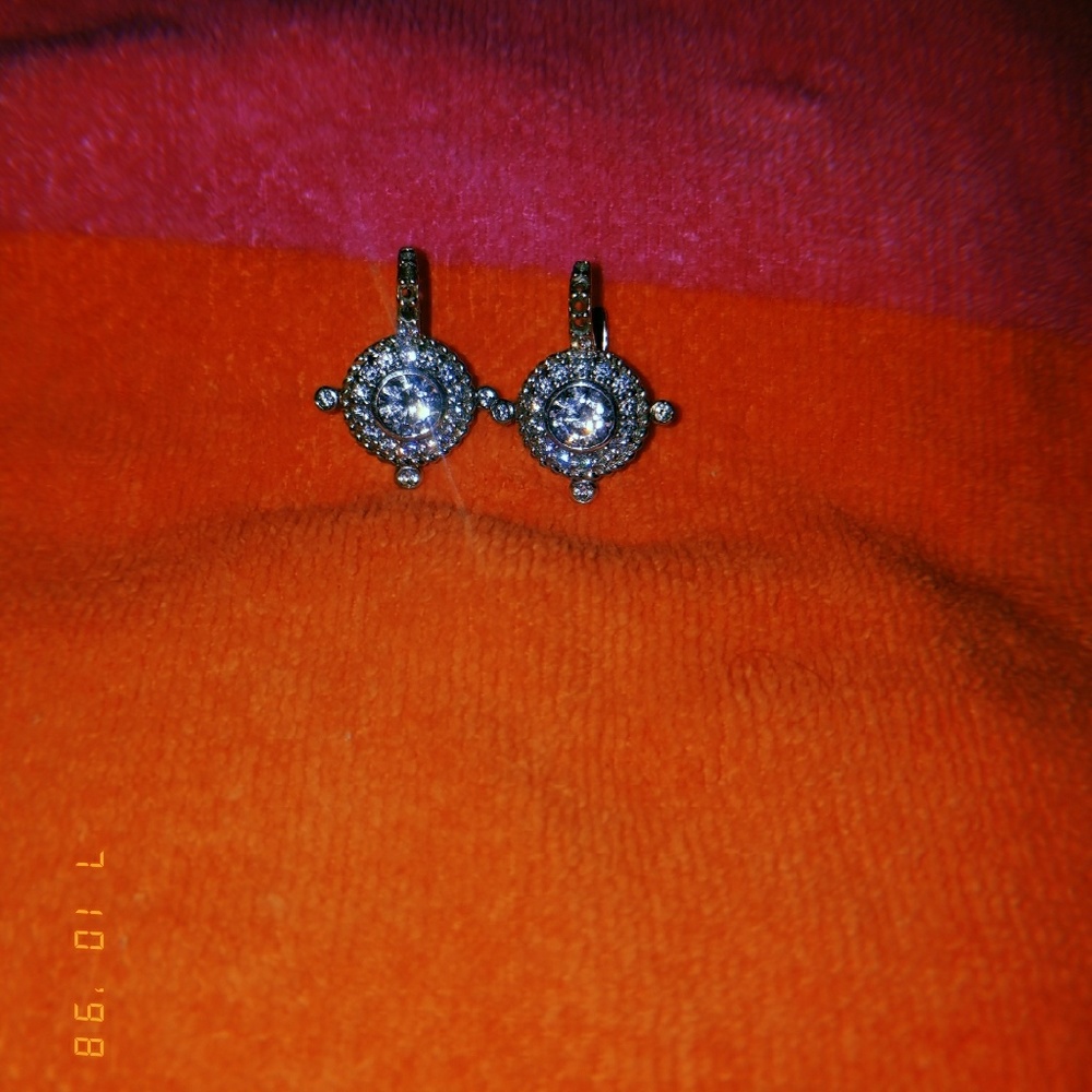 CZ Circle Hanging Earrings